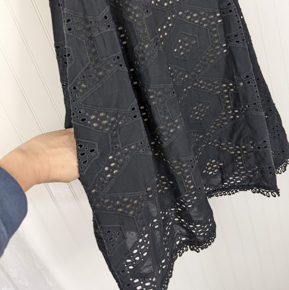ANTHROPOLOGIE Maeve Black Eyelet Lace Swing Dress Sz S - Picture 8 of 16